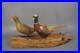 Vintage Hand Carved Wood Pheasant Pair Sculpture Folk Art Driftwood Base