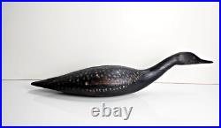 Vintage Hand Carved Wood Primitive Duck Decoy Sculpture Folk Art Signed 24