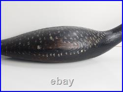 Vintage Hand Carved Wood Primitive Duck Decoy Sculpture Folk Art Signed 24