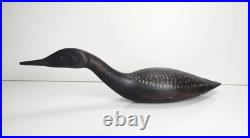 Vintage Hand Carved Wood Primitive Duck Decoy Sculpture Folk Art Signed 24