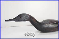 Vintage Hand Carved Wood Primitive Duck Decoy Sculpture Folk Art Signed 24
