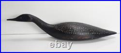 Vintage Hand Carved Wood Primitive Duck Decoy Sculpture Folk Art Signed 24