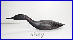 Vintage Hand Carved Wood Primitive Duck Decoy Sculpture Folk Art Signed 24