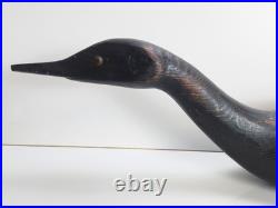 Vintage Hand Carved Wood Primitive Duck Decoy Sculpture Folk Art Signed 24