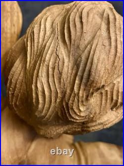 Vintage Hand Carved Wood Santos Style Angelic Putti Sculpture 16H Vintage Hand Carved Wood Santos Style Angelic Putti Sculpture 16H