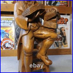 Vintage Hand Carved Wood Scholar Gentleman with Books Folk Art Library Decor 16