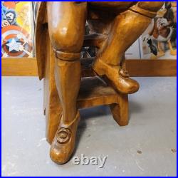 Vintage Hand Carved Wood Scholar Gentleman with Books Folk Art Library Decor 16