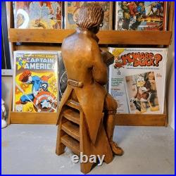 Vintage Hand Carved Wood Scholar Gentleman with Books Folk Art Library Decor 16