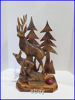 Vintage Hand Carved Wood Sculpture Elk Deer Stag Black Forest Style 15