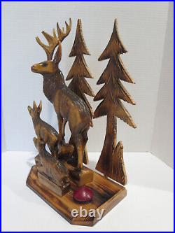 Vintage Hand Carved Wood Sculpture Elk Deer Stag Black Forest Style 15