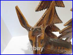 Vintage Hand Carved Wood Sculpture Elk Deer Stag Black Forest Style 15