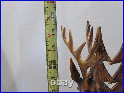 Vintage Hand Carved Wood Sculpture Elk Deer Stag Black Forest Style 15