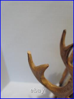 Vintage Hand Carved Wood Sculpture Elk Deer Stag Black Forest Style 15