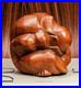 Vintage Hand Carved Wood Sculpture Embrace Solitude Modern Minimalist Abstract