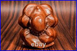 Vintage Hand Carved Wood Sculpture Embrace Solitude Modern Minimalist Abstract