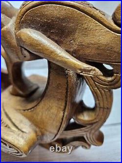 Vintage Hand Carved Wood Ship 12.5 Chinese Viking 1960s