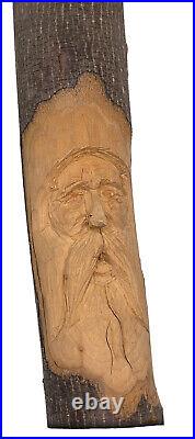 Vintage Hand Carved Wood Spirit Old Man Wizard Sculpture Decorative Decor