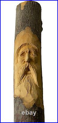 Vintage Hand Carved Wood Spirit Old Man Wizard Sculpture Decorative Decor