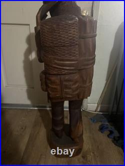 Vintage Hand Carved Wood Statue Exquisite Detail Sculpture