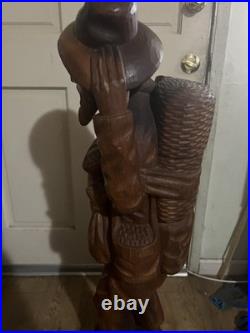 Vintage Hand Carved Wood Statue Exquisite Detail Sculpture