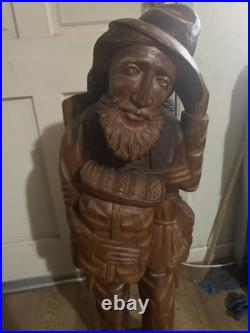 Vintage Hand Carved Wood Statue Exquisite Detail Sculpture