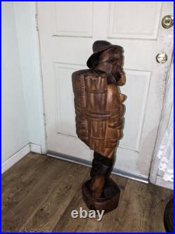 Vintage Hand Carved Wood Statue Exquisite Detail Sculpture