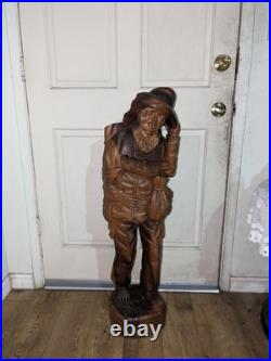 Vintage Hand Carved Wood Statue Exquisite Detail Sculpture