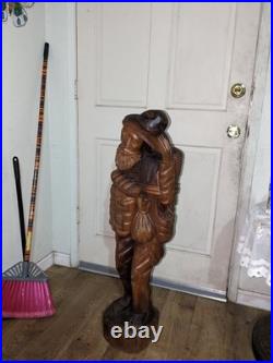 Vintage Hand Carved Wood Statue Exquisite Detail Sculpture