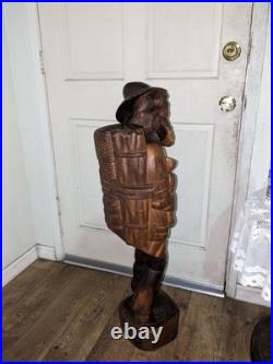 Vintage Hand Carved Wood Statue Exquisite Detail Sculpture