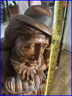 Vintage Hand Carved Wood Statue Exquisite Detail Sculpture