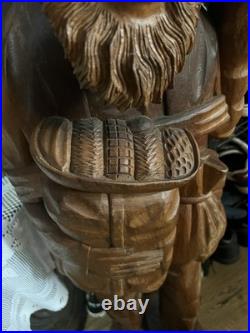 Vintage Hand Carved Wood Statue Exquisite Detail Sculpture