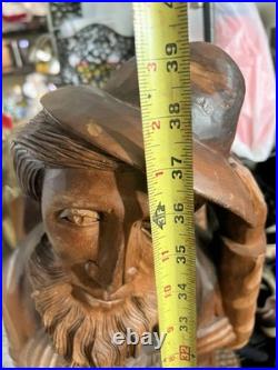 Vintage Hand Carved Wood Statue Exquisite Detail Sculpture