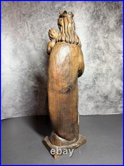 Vintage Hand Carved Wood Statue Virgin Mary Madonna Child Jesus Sculpture 16