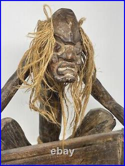 Vintage Hand Carved Wood Tiki Tribal Art Voodoo Man Magazine Rack Sculpture 18