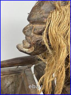 Vintage Hand Carved Wood Tiki Tribal Art Voodoo Man Magazine Rack Sculpture 18