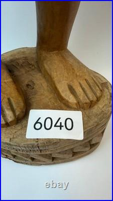 Vintage Hand Carved Wood Tribal Woman Statue African Style Sculpture 12 lb