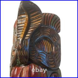 Vintage Hand Carved Wood Wall Hanging Mask Cobra on Top Wooden Sculpture Art 15