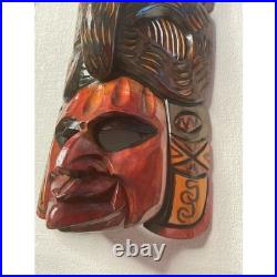 Vintage Hand Carved Wood Wall Hanging Mask Cobra on Top Wooden Sculpture Art 15