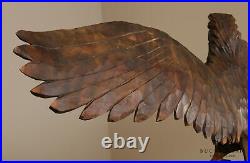 Vintage Hand Carved Wood Winged Eagle Statue