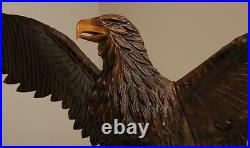 Vintage Hand Carved Wood Winged Eagle Statue