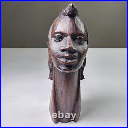 Vintage Hand Carved Wood Woman Sculpture African Art Head Statue Figure Bust 5