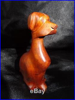 Vintage Hand Carved Wooden Dog Sculpture Figure Ornament