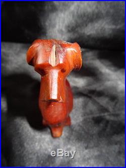 Vintage Hand Carved Wooden Dog Sculpture Figure Ornament