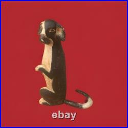 Vintage Hand-Carved Wooden Dog Sculpture Standing Upright Folk Art Figurine