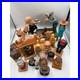 Vintage Hand Carved Wooden Folk Art Figurine Lot Whimsical Character Statues