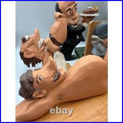 Vintage Hand Carved Wooden Folk Art Figurine Lot Whimsical Character Statues