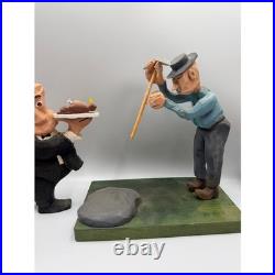 Vintage Hand Carved Wooden Folk Art Figurine Lot Whimsical Character Statues