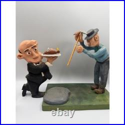 Vintage Hand Carved Wooden Folk Art Figurine Lot Whimsical Character Statues