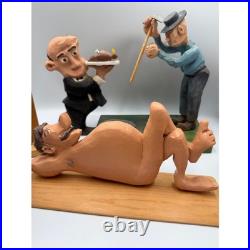 Vintage Hand Carved Wooden Folk Art Figurine Lot Whimsical Character Statues