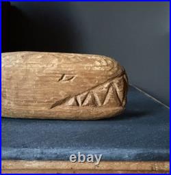 Vintage Hand Carved Wooden Sperm Whale Sculpture Primitive Folk Art Heavy Wood